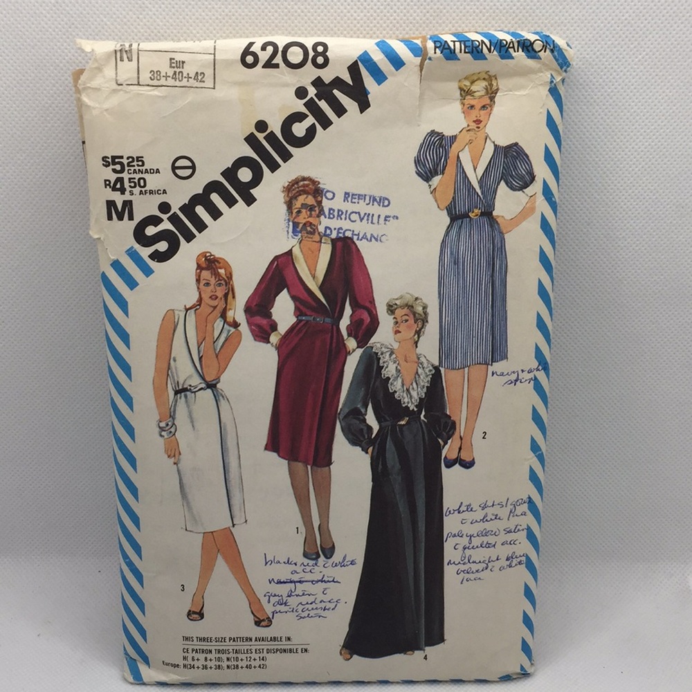 Simplicity 6208 Misses Mock Wrap Dress Sewing Pattern Size Medium10-12-14 Uncut